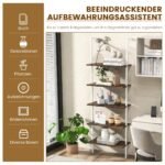 5 pakopų laiptuotas lentynos stovas su metaliniu rėmu (Ruda)