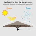 Terasinis skėtis nuo saulės 247 cm su reguliuojamu stiebu (Ruda)