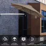 Terasinis skėtis nuo saulės 247 cm su reguliuojamu stiebu (Ruda)