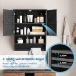 Vonios spintelė su reguliuojama lentyna ir rankšluosčių laikikliu (Juoda)