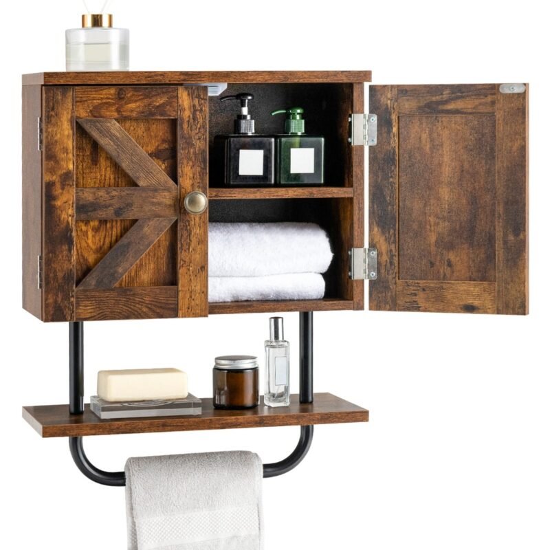 Kavos spalvos vonios sieninė spintelė su lentynėlėmis (Kavos)