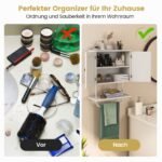 Vonios kambario sieninė spintelė su lentynomis (Balta)