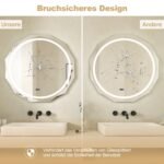 LED vonios veidrodis su laikrodžiu ir lietimui jautriu valdikliu (Sidabrinė)