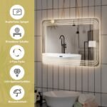 LED veidrodis su atitirpinimo funkcija ir 3 spalvų apšvietimu 70x50 cm (Balta)