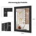 Stačiakampis sieninis veidrodis mediniu rėmu 80 x 60 cm (Juoda)