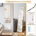 Viso kūno veidrodis su LED apšvietimu ir auksiniu aliuminio rėmu (Auksinė)