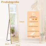 Viso kūno veidrodis su LED apšvietimu ir auksiniu aliuminio rėmu (Auksinė)