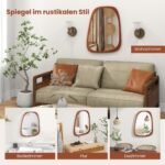 Dekoratyvinis netaisyklingos formos veidrodis su rėmeliu (Natūrali)