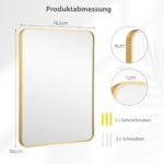 Stačiakampis sieninis veidrodis su metalo rėmu (Auksinė)