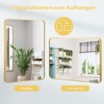 Stačiakampis sieninis veidrodis su metalo rėmu (Auksinė)