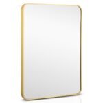Stačiakampis sieninis veidrodis su metalo rėmu (Auksinė)