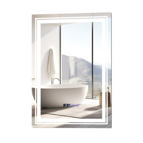 LED vonios veidrodis su antiblokinimo ir atminties funkcijomis (Sidabrinė)