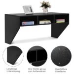 Sieninis stalviršis su trimis lentynomis 108 x 53 cm (Juoda)