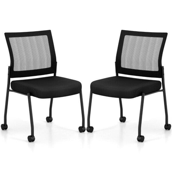 Kėdės lankytojams 2 vnt. su ratukais juodos (Juoda)