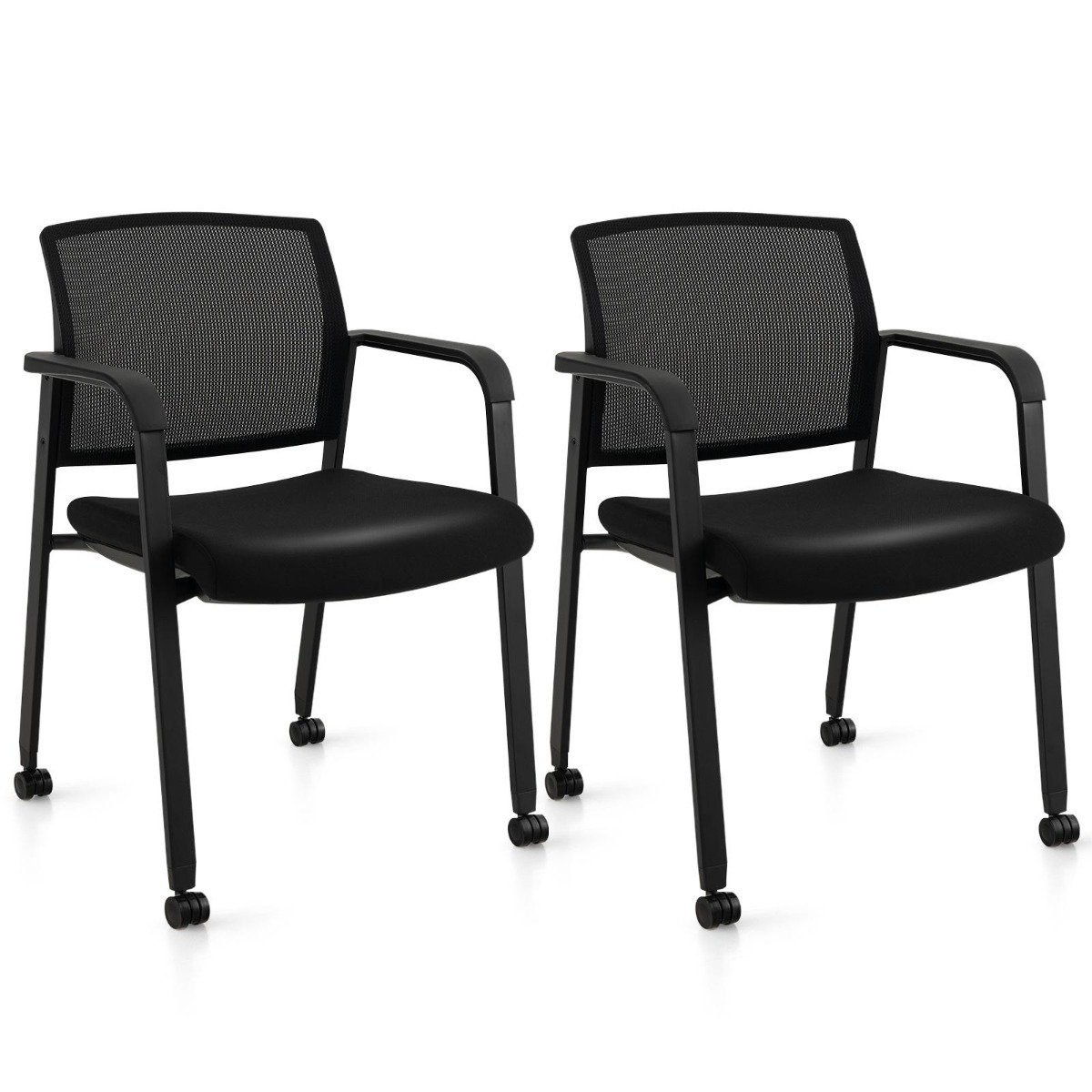 wartezimmerst_hle-cb10543dk-2_1_ Biuro kėdės su ratukais 2 vnt. iki 150 kg svorio (Juoda)