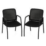 Svečių kėdės su porankiais iki 150 kg (Juoda)