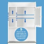 Vonios kambario lentyna su reguliuojamomis lentynomis (Balta)