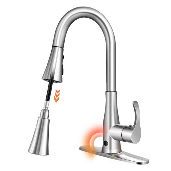 Ištraukiamas virtuvės maišytuvas 360° pasukimu (Sidabrinė)