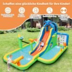 Didelė pripučiama vandens čiuožykla su baseinu ir laipiojimo siena (Spalvota)