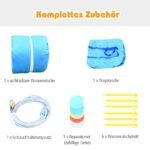 Pripučiamas vandens parkas su čiuožykla ir laipiojimo siena (Daugiaspalvė)