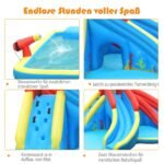 Pripučiamas vandens parkas su čiuožykla ir laipiojimo siena (Daugiaspalvė)