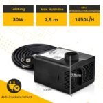 Galingas akvariumo vandens siurblys su reguliuojamu srautu ir 3 antgaliais (Juoda)