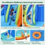 Pripučiama vandens pilis su čiuožykla ir laipiojimo sienele (Spalvota)