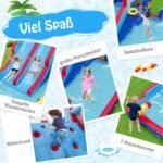 Pripučiama vandens čiuožykla su dvigubomis čiuožyklomis ir krepšinio lenta (Įvairiaspalvė)