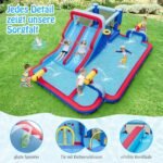 Pripučiama vandens čiuožykla su dvigubomis čiuožyklomis ir krepšinio lenta (Įvairiaspalvė)