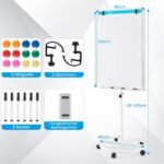 Magnetinė rašomoji lenta ant ratukų su aukščio reguliavimu (Balta)