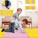 Sulankstomas treniruočių čiužinys su rankenomis 180 x 60 x 5 cm (Geltona)