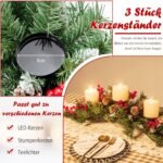 Kalėdinis stalo papuošimas su trimis žvakių laikikliais (Žalia ir balta)