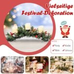 Kalėdinis stalo papuošimas su trimis žvakių laikikliais (Žalia ir balta)