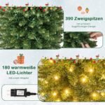 180 cm dirbtinė eglutė su 399 šakų galiukais ir 180 LED lempučių (Žalia)