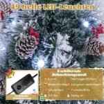 Kalėdinė eglutė su LED apšvietimu ir dekoracijomis 150 cm (Žalia ir balta)