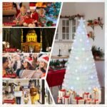 180 cm dirbtinė eglutė su LED švieselėmis ir stiklo pluoštu (Balta)