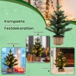 Apšviesta mini kalėdinė eglutė su LED lemputėmis ir mediniu pagrindu (Žalia)