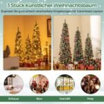 Trijų dirbtinių eglių rinkinys (120–180 cm) su LED apšvietimu (Žalia)