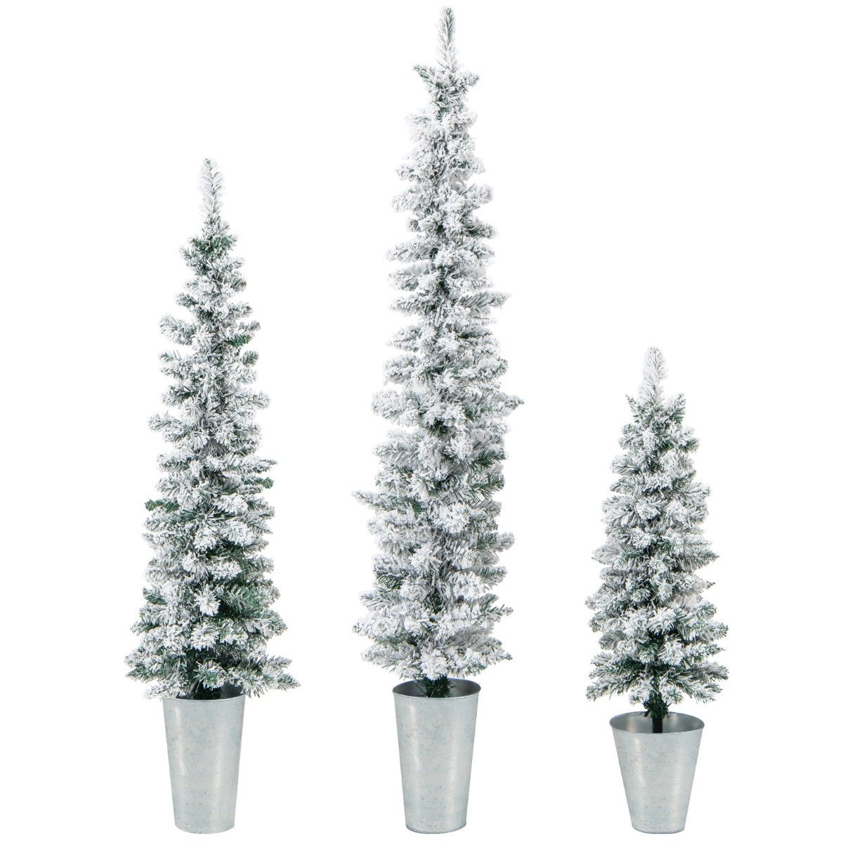 weihnachtsbaum-cm24619_8_ Kalėdinių eglučių rinkinys su trimis skirtingais dydžiais ir dirbtiniu sniegu (Žalia ir balta)