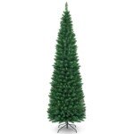 Dirbtinė Kalėdų eglutė 210 cm plona su metaliniu stoveliu (Žalia)