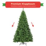 Dirbtinė eglė 225 cm su 1346 šakų galiukais ir sulankstoma sistema (Žalia)