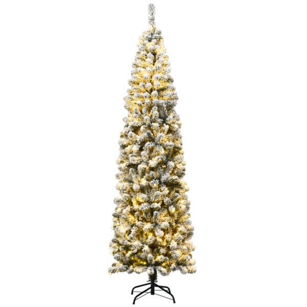 225 cm Kalėdų eglutė su sniego efektu ir 350 LED lempučių (Pilka ir balta)