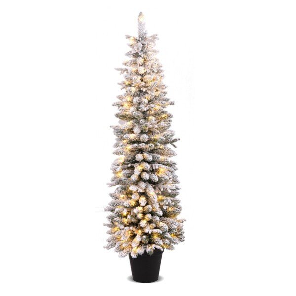 Dirbtinė eglutė su sniego efektu ir LED apšvietimu 180 cm (Žalia)