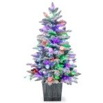 Dirbtinė kalėdinė eglė su LED apšvietimu ir sniego efektu (Spalvota)