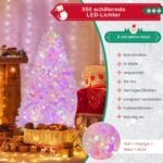 185 cm dirbtinė Kalėdų eglutė su 808 PVC šakų viršūnėmis ir 350 LED žibintų (Rožinė)