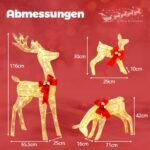 Apšviesta LED kalėdinių elnių šeima 3 vnt (Balta)