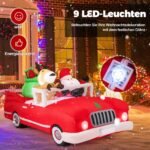 Kalėdinis pripučiamas automobilis su dovanų maišu ir LED apšvietimu (Raudona)