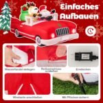 Kalėdinis pripučiamas automobilis su dovanų maišu ir LED apšvietimu (Raudona)