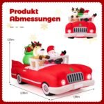 Kalėdinis pripučiamas automobilis su dovanų maišu ir LED apšvietimu (Raudona)