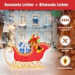 Kalėdinė rogučių dekoracija su 94 LED lemputėmis ir dovanomis (Daugiaspalvė)